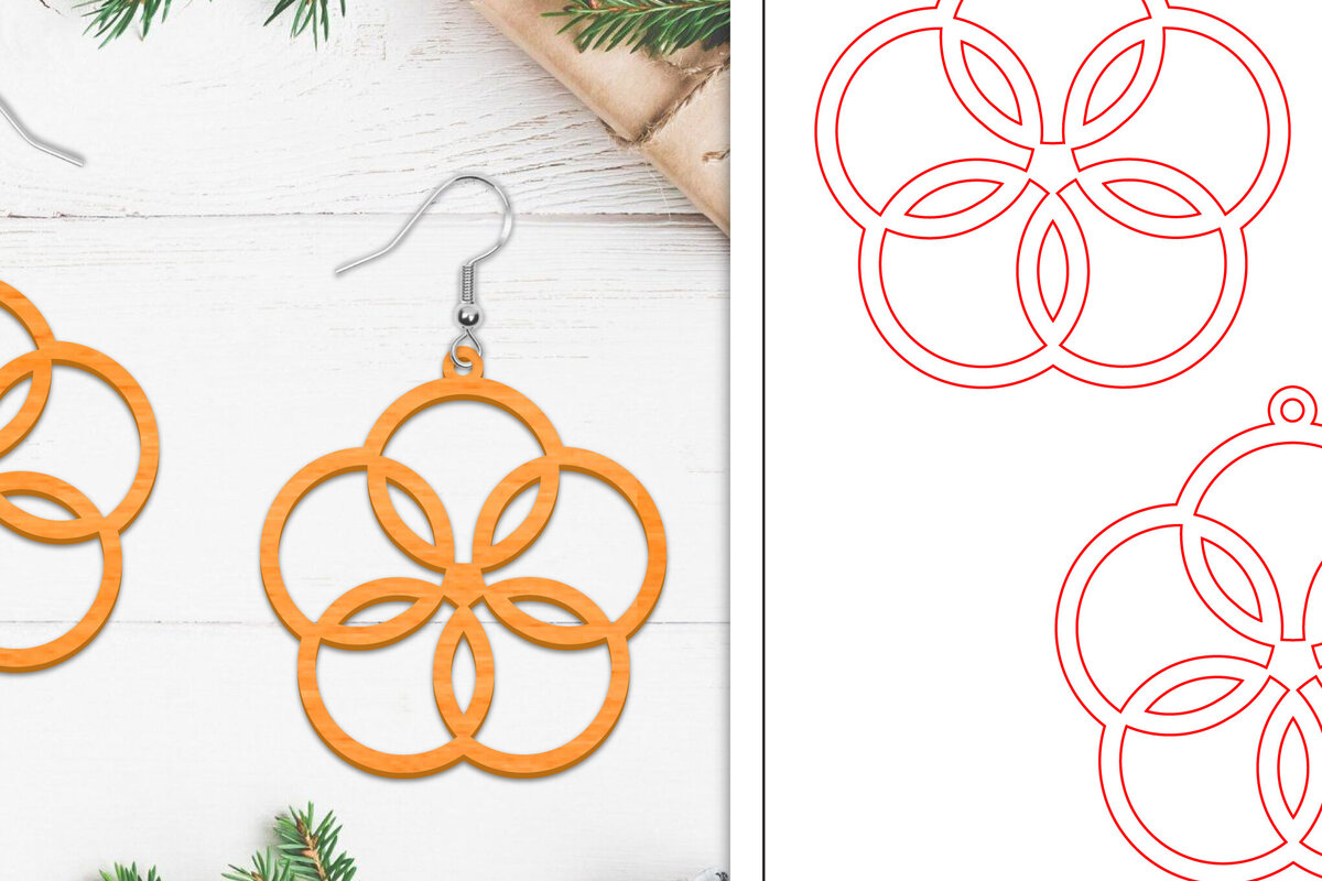 Intra απο ξύλο plywood  Χρώμα wenge 3mm-4mm πάχος - Σκουλαρίκια λουλουδιών | Σκουλαρίκια Δίασταση 3x3 cm INTRAFABR-102951758