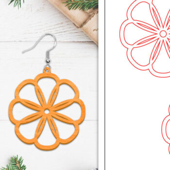 Intra απο ξύλο plywood Χρώμα wenge 3mm-4mm πάχος - Σκουλαρίκια λουλουδιών | Σκουλαρίκια Δίασταση 3x3 cm INTRAFABR-102951829 - Image 1