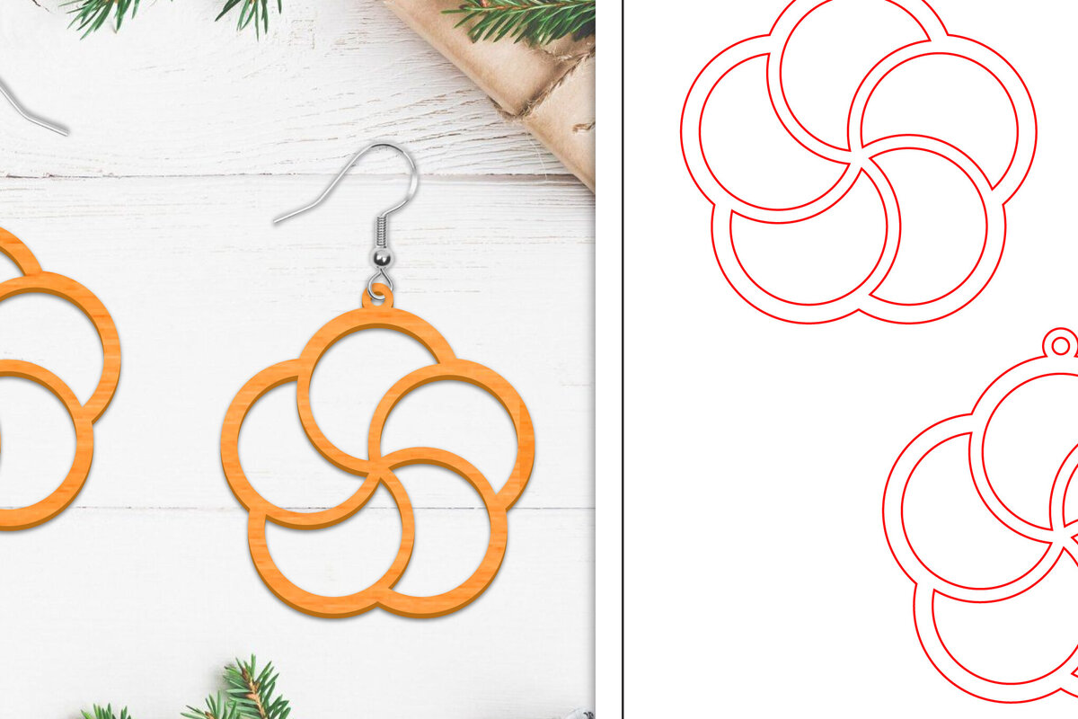 Intra απο ξύλο plywood  Χρώμα wenge 3mm-4mm πάχος - Σκουλαρίκια λουλουδιών | Σκουλαρίκια Δίασταση 3x3 cm INTRAFABR-102951850