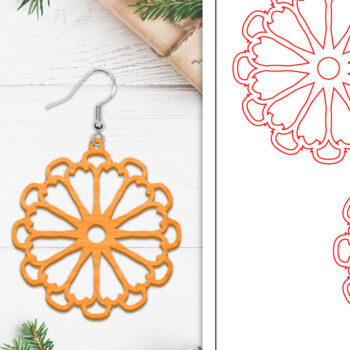 Intra απο ξύλο plywood  Χρώμα wenge 3mm-4mm πάχος - Σκουλαρίκια λουλουδιών | Σκουλαρίκια Δίασταση 3x3 cm INTRAFABR-102951880 - Image 1