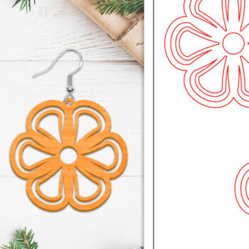 Intra απο ξύλο plywood Χρώμα wenge 3mm-4mm πάχος - Σκουλαρίκια λουλουδιών | Σκουλαρίκια Δίασταση 3x3 cm INTRAFABR-102677444 - Image 1