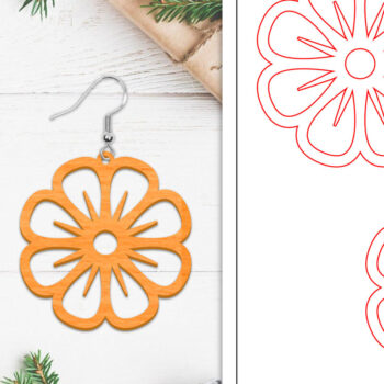 Intra απο ξύλο plywood Χρώμα wenge 3mm-4mm πάχος - Σκουλαρίκια λουλουδιών | Σκουλαρίκια Δίασταση 3x3 cm INTRAFABR-102677486 - Image 1