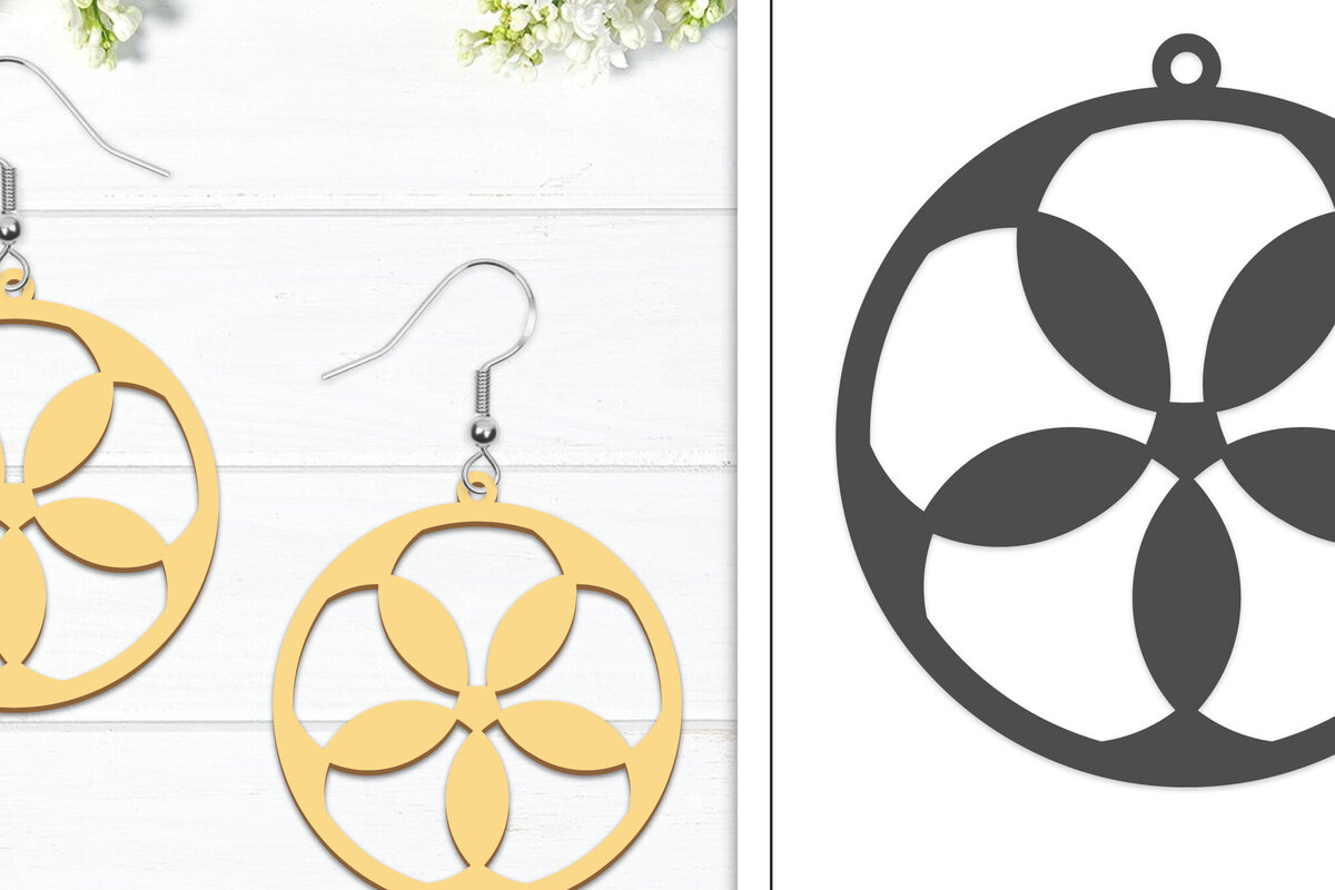 Intra απο ξύλο plywood  Χρώμα wenge 3mm-4mm πάχος - Σκουλαρίκια λουλουδιών | Σκουλαρίκια Δίασταση 3x3 cm INTRAFABR-102677691