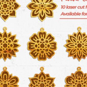 Intra απο ξύλο plywood  Χρώμα wenge 3mm-4mm πάχος - Σκουλαρίκια λουλουδιών - με λέιζερ Δίασταση 3x3 cm INTRAFABR-72981475