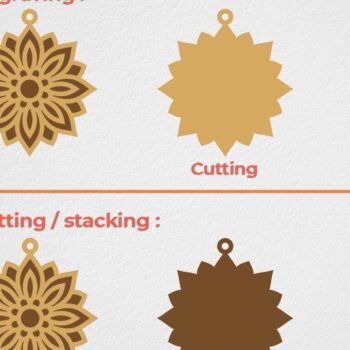 Intra απο ξύλο plywood Χρώμα wenge 3mm-4mm πάχος - Σκουλαρίκια λουλουδιών - με λέιζερ Δίασταση 3x3 cm INTRAFABR-72981475 - Image 2