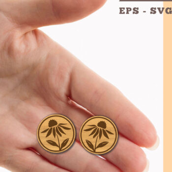 Intra απο ξύλο plywood Χρώμα wenge 3mm-4mm πάχος - Σκουλαρίκια λουλουδιών κοπής με λέιζερ 1 Δίασταση 3x3 cm INTRAFABR-103836146 - Image 1