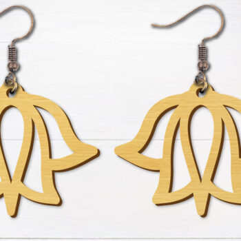 Intra απο ξύλο plywood Χρώμα wenge 3mm-4mm πάχος - Σκουλαρίκια λουλουδιών κομμένα με λέιζερ Δίασταση 3x3 cm INTRAFABR-104263865 - Image 1