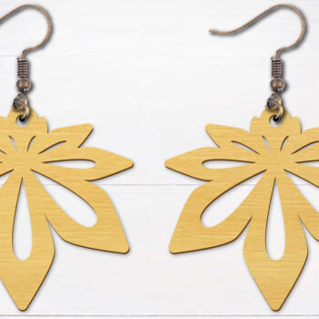 Intra απο ξύλο plywood Χρώμα wenge 3mm-4mm πάχος - Σκουλαρίκια λουλουδιών κομμένα με λέιζερ Δίασταση 3x3 cm INTRAFABR-104263991 - Image 1