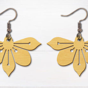 Intra απο ξύλο plywood Χρώμα wenge 3mm-4mm πάχος - Σκουλαρίκια λουλουδιών κομμένα με λέιζερ Δίασταση 3x3 cm INTRAFABR-104264208 - Image 1