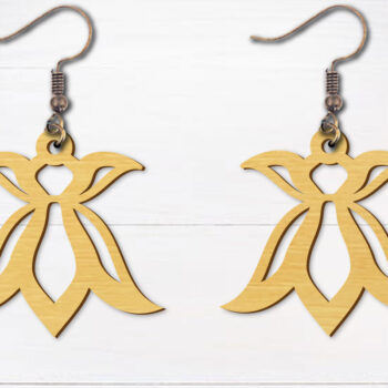 Intra απο ξύλο plywood Χρώμα wenge 3mm-4mm πάχος - Σκουλαρίκια λουλουδιών κομμένα με λέιζερ Δίασταση 3x3 cm INTRAFABR-104264324 - Image 1