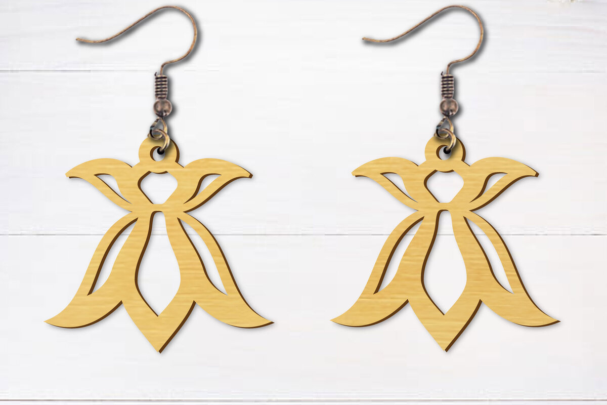 Intra απο ξύλο plywood  Χρώμα wenge 3mm-4mm πάχος - Σκουλαρίκια λουλουδιών κομμένα με λέιζερ Δίασταση 3x3 cm INTRAFABR-104264324