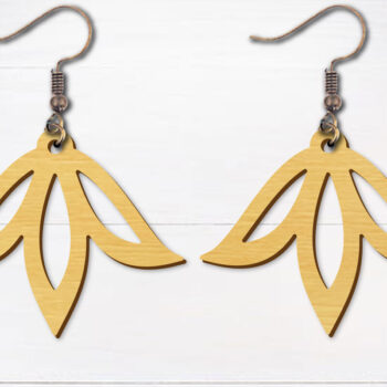 Intra απο ξύλο plywood Χρώμα wenge 3mm-4mm πάχος - Σκουλαρίκια λουλουδιών κομμένα με λέιζερ Δίασταση 3x3 cm INTRAFABR-104264363 - Image 1