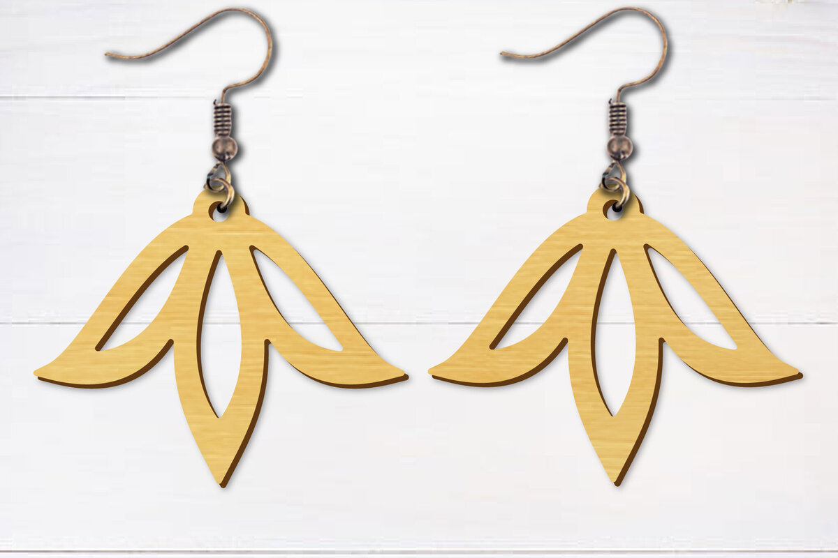 Intra απο ξύλο plywood  Χρώμα wenge 3mm-4mm πάχος - Σκουλαρίκια λουλουδιών κομμένα με λέιζερ Δίασταση 3x3 cm INTRAFABR-104264363