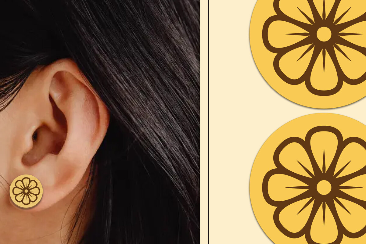 Intra απο ξύλο plywood  Χρώμα wenge 3mm-4mm πάχος - Σκουλαρίκια λουλουδιών Μαγνήτης κοπής με λέιζερ Δίασταση 3x3 cm INTRAFABR-103321321