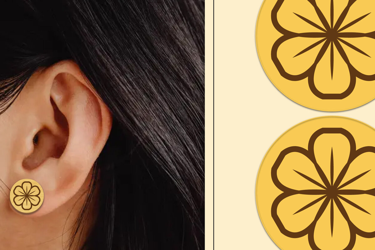 Intra απο ξύλο plywood  Χρώμα wenge 3mm-4mm πάχος - Σκουλαρίκια λουλουδιών Μαγνήτης κοπής με λέιζερ Δίασταση 3x3 cm INTRAFABR-103396449