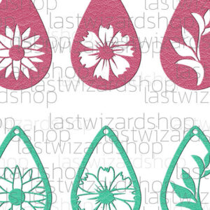 Intra απο ξύλο plywood  Χρώμα wenge 3mm-4mm πάχος - Σκουλαρίκια λουλουδιών , floral συνθετικό δέρμα Δίασταση 3x3 cm INTRAFABR-103396794