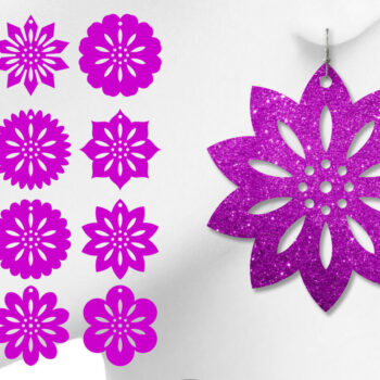 Intra απο ξύλο plywood  Χρώμα wenge 3mm-4mm πάχος - Σκουλαρίκια λουλουδιών , Αρχεία Laser Δίασταση 3x3 cm INTRAFABR-103396847 - Image 1