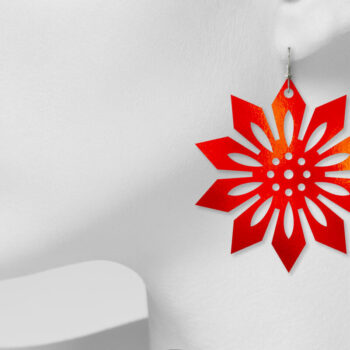 Intra απο ξύλο plywood  Χρώμα wenge 3mm-4mm πάχος - Σκουλαρίκια λουλουδιών , Αρχεία Laser Δίασταση 3x3 cm INTRAFABR-103396847 - Image 2