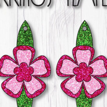 Intra απο ξύλο plywood Χρώμα wenge 3mm-4mm πάχος - Πρότυπο σκουλαρίκια λουλουδιών Δίασταση 3x3 cm INTRAFABR-103396891 - Image 1