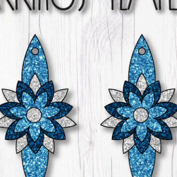 Intra απο ξύλο plywood Χρώμα wenge 3mm-4mm πάχος - Πρότυπο σκουλαρίκια λουλουδιών Δίασταση 3x3 cm INTRAFABR-103396988 - Image 1