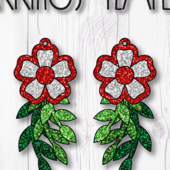 Intra απο ξύλο plywood Χρώμα wenge 3mm-4mm πάχος - Πρότυπο σκουλαρίκια λουλουδιών Δίασταση 3x3 cm INTRAFABR-103397029 - Image 1