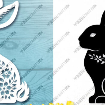 Intra απο ξύλο plywood  Χρώμα wenge 3mm-4mm πάχος - Λουλούδι πασχαλινό λαγουδάκι στολίδι Δίασταση 6x6 cm INTRAFABR-103321409 - Image 1