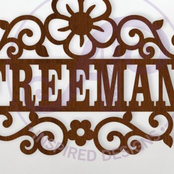 Intra απο ξύλο plywood  Χρώμα wenge 3mm-4mm πάχος - Flower Flourish Design Όνομα Σήμα Δίασταση 30x20 cm INTRAFABR-103397406 - Image 1