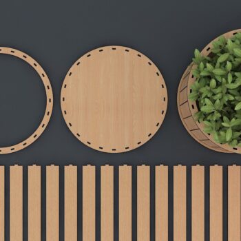 Intra απο ξύλο plywood Χρώμα wenge 3mm-4mm πάχος - Καλάθι λουλουδιών & δώρων Δίασταση 30x20 cm INTRAFABR-103397636 - Image 2