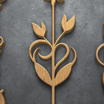 Intra απο ξύλο plywood  Χρώμα wenge 3mm-4mm πάχος - κοπής με λέιζερ κιθάρας λουλουδιών Δίασταση 3600x5400 cm INTRAFABR-103843883 - Image 2