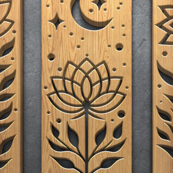 Intra απο ξύλο plywood  Χρώμα wenge 3mm-4mm πάχος - κοπής με λέιζερ κιθάρας λουλουδιών Δίασταση 3600x5400 cm INTRAFABR-103843883 - Image 3