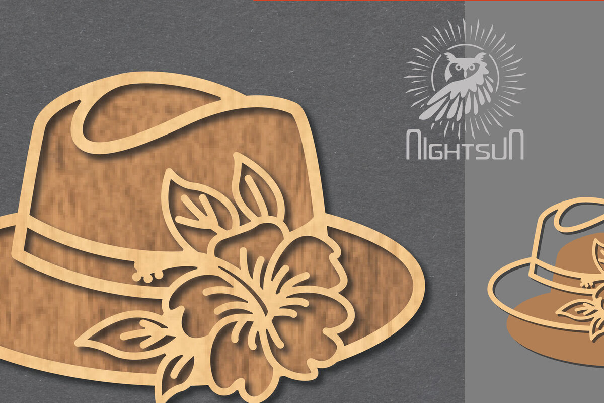 Intra απο ξύλο plywood  Χρώμα wenge 3mm-4mm πάχος - Διακόσμηση με κομμένο λέιζερ καπέλο λουλουδιών 1 Δίασταση 20x20 cm INTRAFABR-103843919