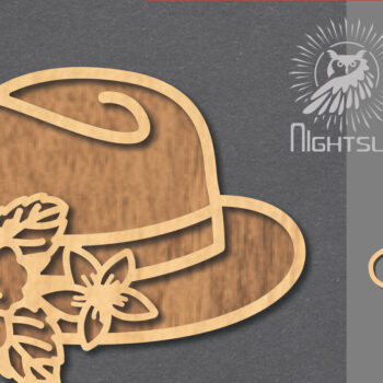 Intra απο ξύλο plywood  Χρώμα wenge 3mm-4mm πάχος - Διακόσμηση με κομμένο λέιζερ καπέλο λουλουδιών 2 Δίασταση 20x20 cm INTRAFABR-103843951 - Image 1