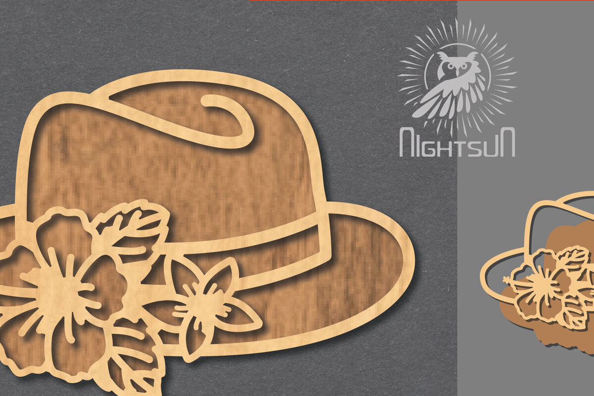 Intra απο ξύλο plywood  Χρώμα wenge 3mm-4mm πάχος - Διακόσμηση με κομμένο λέιζερ καπέλο λουλουδιών 2 Δίασταση 20x20 cm INTRAFABR-103843951