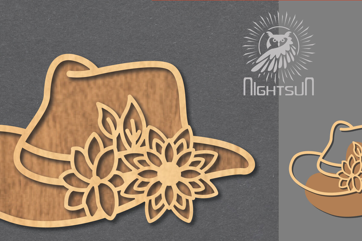 Intra απο ξύλο plywood  Χρώμα wenge 3mm-4mm πάχος - Διακόσμηση με κομμένο λέιζερ καπέλο λουλουδιών 3 Δίασταση 20x20 cm INTRAFABR-103844003