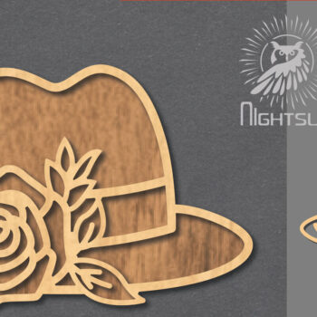 Intra απο ξύλο plywood  Χρώμα wenge 3mm-4mm πάχος - Διακόσμηση με κομμένο λέιζερ καπέλο λουλουδιών 4 Δίασταση 20x20 cm INTRAFABR-103844029 - Image 1