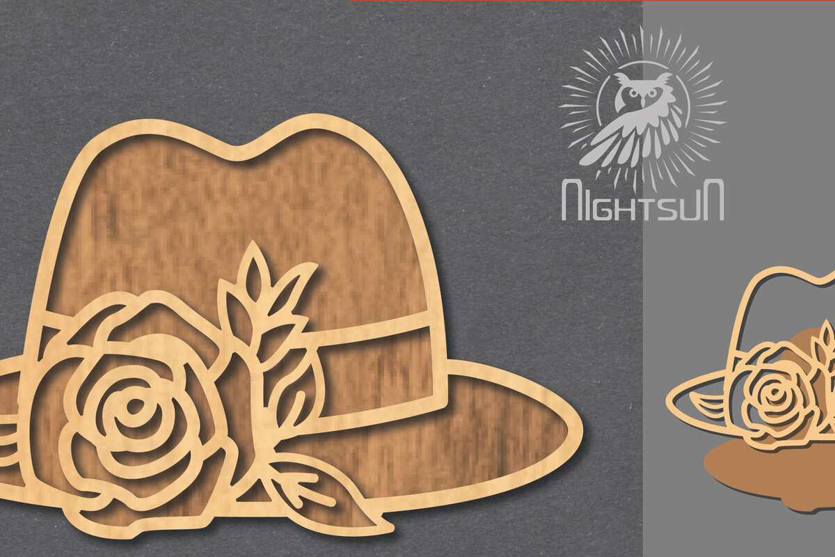 Intra απο ξύλο plywood  Χρώμα wenge 3mm-4mm πάχος - Διακόσμηση με κομμένο λέιζερ καπέλο λουλουδιών 4 Δίασταση 20x20 cm INTRAFABR-103844029