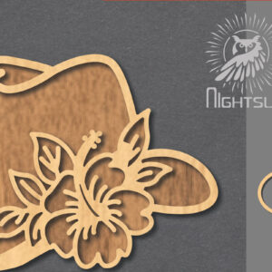 Intra απο ξύλο plywood  Χρώμα wenge 3mm-4mm πάχος - Διακόσμηση με κομμένο λέιζερ καπέλο λουλουδιών 5 Δίασταση 20x20 cm INTRAFABR-103844091