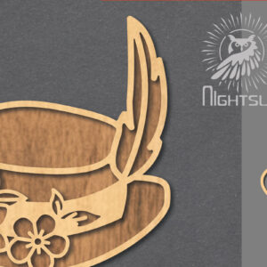 Intra απο ξύλο plywood  Χρώμα wenge 3mm-4mm πάχος - Διακόσμηση με κομμένο λέιζερ καπέλο λουλουδιών 6 Δίασταση 20x20 cm INTRAFABR-103843445