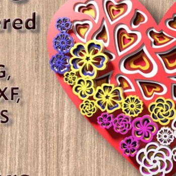 Intra απο ξύλο plywood  Χρώμα wenge 3mm-4mm πάχος - Αρχεία πολλαπλών επιπέδων Flower Heart 3D Δίασταση 250x220 cm INTRAFABR-103844119 - Image 1