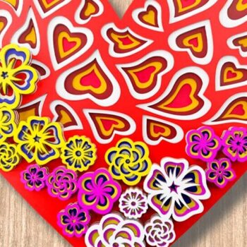 Intra απο ξύλο plywood  Χρώμα wenge 3mm-4mm πάχος - Αρχεία πολλαπλών επιπέδων Flower Heart 3D Δίασταση 250x220 cm INTRAFABR-103844119 - Image 2