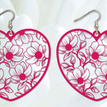 Intra απο ξύλο plywood Χρώμα wenge 3mm-4mm πάχος - Σκουλαρίκια λουλουδιών καρδιών κοπής με λέιζερ Δίασταση 3x3 cm INTRAFABR-103843462 - Image 1