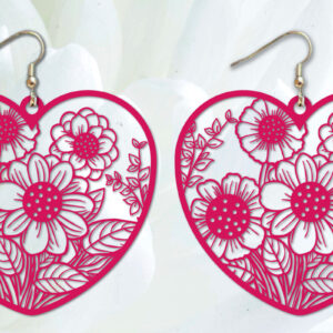 Intra απο ξύλο plywood  Χρώμα wenge 3mm-4mm πάχος - Σκουλαρίκια λουλουδιών καρδιών κοπής με λέιζερ Δίασταση 3x3 cm INTRAFABR-103843488