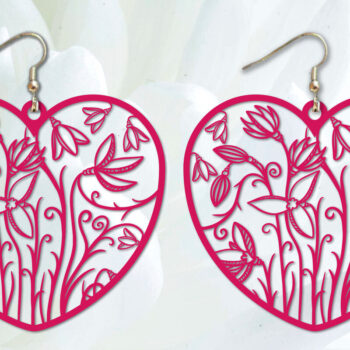 Intra απο ξύλο plywood Χρώμα wenge 3mm-4mm πάχος - Σκουλαρίκια λουλουδιών καρδιών κοπής με λέιζερ Δίασταση 3x3 cm INTRAFABR-103843541 - Image 1