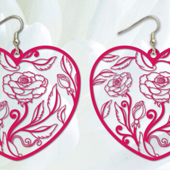 Intra απο ξύλο plywood Χρώμα wenge 3mm-4mm πάχος - Σκουλαρίκια λουλουδιών καρδιών κοπής με λέιζερ Δίασταση 3x3 cm INTRAFABR-103843555 - Image 1