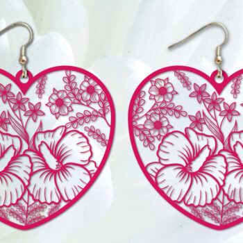 Intra απο ξύλο plywood Χρώμα wenge 3mm-4mm πάχος - Σκουλαρίκια λουλουδιών καρδιών κοπής με λέιζερ Δίασταση 3x3 cm INTRAFABR-103843654 - Image 1