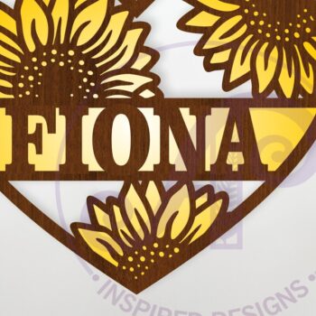 Intra απο ξύλο plywood Χρώμα wenge 3mm-4mm πάχος - Σήμα ονόματος λουλουδιού σχήματος καρδιάς Laser Δίασταση 30x20 cm INTRAFABR-9666001 - Image 1