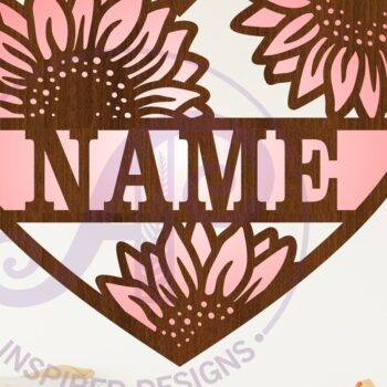 Intra απο ξύλο plywood Χρώμα wenge 3mm-4mm πάχος - Σήμα ονόματος λουλουδιού σχήματος καρδιάς Laser Δίασταση 30x20 cm INTRAFABR-9666001 - Image 2