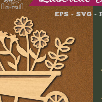 Intra απο ξύλο plywood Χρώμα wenge 3mm-4mm πάχος - Λουλούδι στο καλάθι Διακόσμηση κοπής με λέιζερ 3 Δίασταση 20x20 cm INTRAFABR-37387132 - Image 1