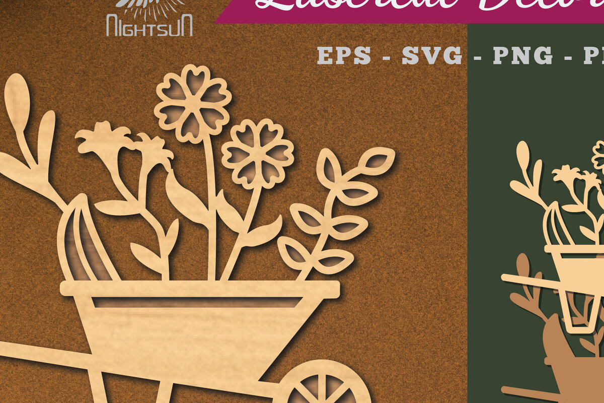 Intra απο ξύλο plywood  Χρώμα wenge 3mm-4mm πάχος - Λουλούδι στο καλάθι Διακόσμηση κοπής με λέιζερ 3 Δίασταση 20x20 cm INTRAFABR-37387132