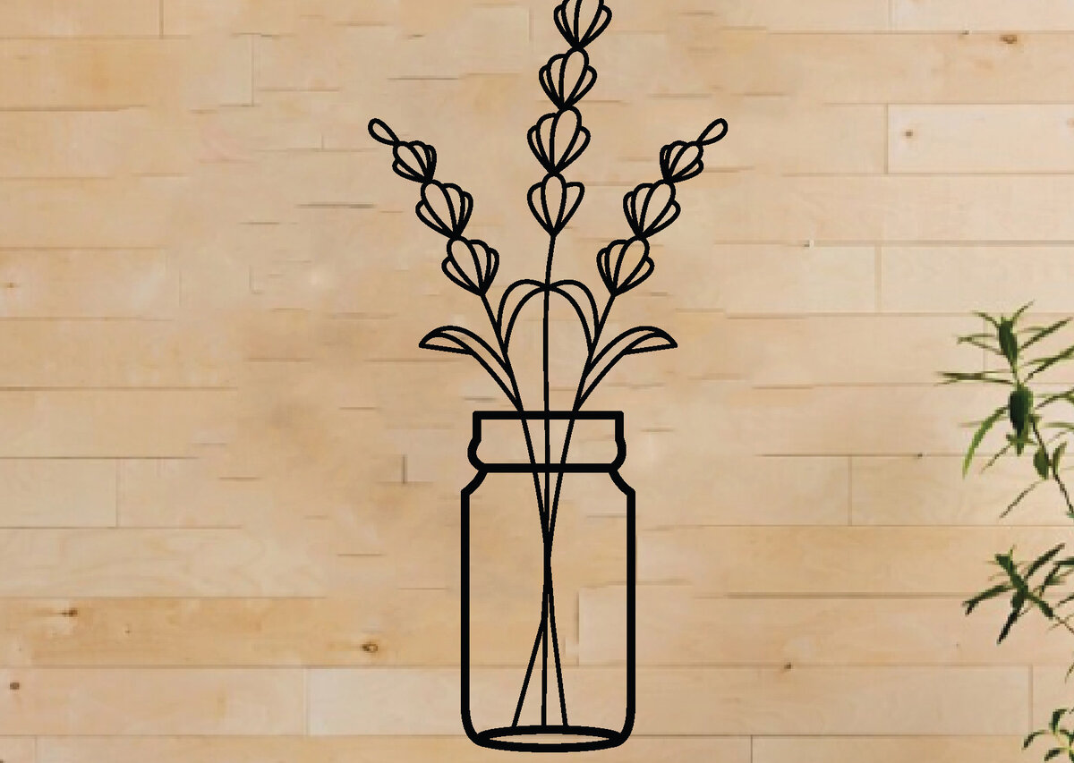 Intra απο ξύλο plywood  Χρώμα wenge 3mm-4mm πάχος - Λουλούδι σε βάζο διακόσμηση τοίχου, Laser Δίασταση 40x50 cm INTRAFABR-37387168